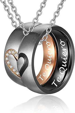 Gkmamrg Regalo Aniversario Pareja Collar - Corazón Anillos Colgante para Parejas de Rompecabezas, el Mejor Regalo para ti y tu Amante  