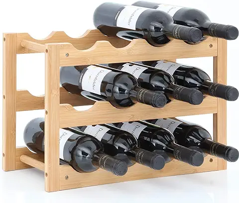 Gräfenstayn® 30550 Botelleros Verona - Apilable de Madera de Bambú para 12 Botellas de Vino- Tamaño 42x21x28 cm (LxAnxAl) Portabidones de Vino  