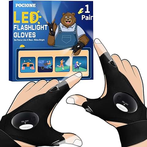 Guantes con Luz LED de Trabajo Gadgets Tecnologicos, Ideea Util de Regalo Originales para Hombre Padre, Marido, Manitas, para Navidad, Calendario Adviento, Cumpleaños Guantes con Luz LED de Trabajo Gadgets Tecnologicos, Ideea Util de Regalo Originales para Hombre Padre, Marido, Manitas, para Navidad, Calendario Adviento, Cumpleaños