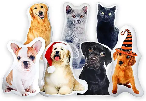 Gudina Almohada Personalizada para Mascotas, Almohada Foto ImpresióN a Doble Cara en 3D,Almohada Personalizada con Forma de Gato Perros, para Decoración del Hogar CumpleañOs Navidad Regalo,30cm  