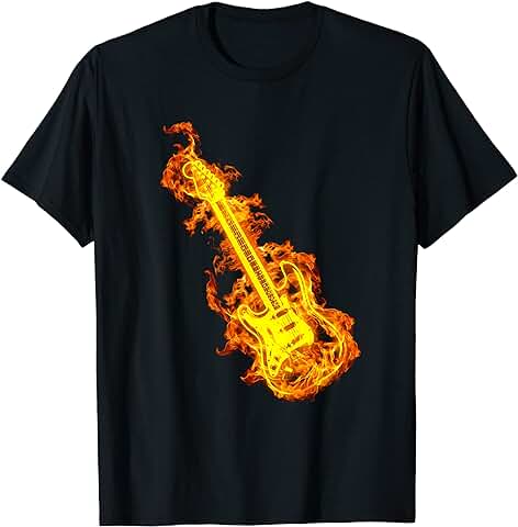 Guitarra Eléctrica Sobre El Fuego Regalo Amante De Guitarra Camiseta  