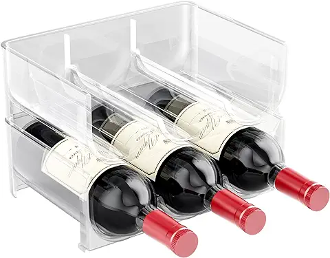 Gvolatee 2 Set Soporte para Botellas de Vino Apilable – Botellero para Vinos con Capacidad para 6 Botellas – El Accesorio de Cocina Imprescindible – Transparente  