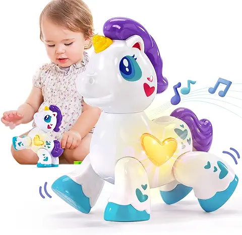 Hahaland Juguetes Niños 1 Año, Unicornio Musical Juguetes Bebes 6-12 Meses, Touch & Play con Luces y Sonidos, Regalos Originales para Niñas Niños 1 2 3 Años  