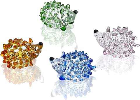 H&D HYALINE & DORA Juego de 4 Figuras de Erizo de Vidrio Soplado, Hechas a Mano, Colorido, arte de Animales, Regalo Coleccionable para Decoración del Hogar H&D HYALINE & DORA Juego de 4 Figuras de Erizo de Vidrio Soplado, Hechas a Mano, Colorido, arte de Animales, Regalo Coleccionable para Decoración del Hogar