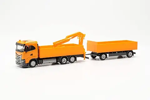 Herpa Miniatura del Camión Remolque para Material de Construcción, Iveco S-Way ND, Escala 1/87, Maqueta de Colleción, Modelismo, Modelo Aleman, Figura Plástico  