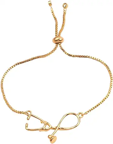Holibanna Estetoscopio Pulsera Brazalete de Oro Cadena Día de Las Enfermeras Joyería Regalo Médico Enfermera Estudiantes de Medicina Brazalete Joyería Estetoscopio Recuerdo Cadena de Muñeca  