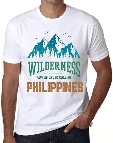 Hombre Camiseta Naturaleza Salvaje, La Aventura Llama A Filipinas – Wilderness, Adventure Is Calling Philippines – T-Shirt Vintage Manga Corta Regalo Original Cumpleaños Blanco 5XL  