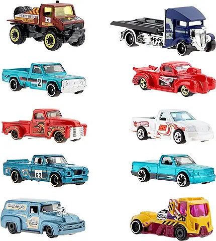 Hot Wheels Pack de 10 Camiones, Coches de Juguete, Regalo +3 Años (Mattel HMK46)  