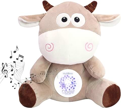 HuBorns - Peluche Musical Bebe con 3 Modos Ruido Blanco para Dormir y 15 Nanas, Luz Quitamiedos Infantil con Proyector de Estrellas y Galaxia, Regalos para Bebes Recién Nacidos Originales  