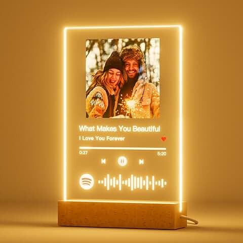 IDIY Placa Spotify Personalizada -Lámpara de Ambiente Personalizada con Foto y Código de Spotify Regalo Original para Mujer Pareja Novio San Valentín Aniversario Navidad  