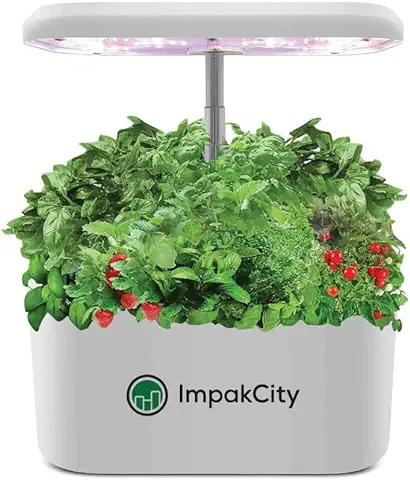 ImpakCity Sistema de Cultivo Hidropónico Kit de Cultivo Interior con Iluminación LED Automática, (6 Vainas/Plantas) Huerto Interior con Temporizador, Bomba de Circulación  