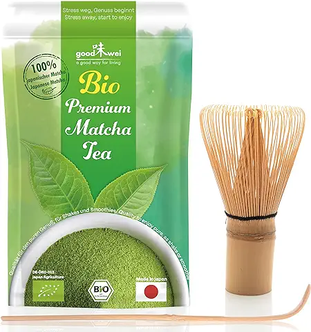 Japón Té Matcha Premio de Agricultura Biológica + Batidor + Cuchara  