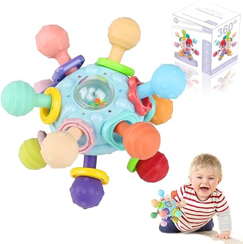 Joozmui Juguetes Montessori Bebes 3-6-12 Meses Educativos, Mordedor Bebe Refrigerante Juguete Montessori Bebe 1 año Brinquedos Pelotas Sensoriales Bebe Sonajero Regalo  