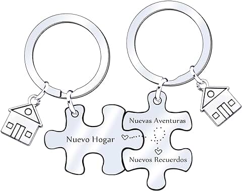 JRZDFXS 2 Piezas Puzzle Partner Llavero Nuevo Casa Colgante Set Letters Aleación Acero Inoxidable con Grabado Llavero Pareja Amor Amistad Regalos el día de San Valentín, Navidad, Regalos Cumpleaños JRZDFXS 2 Piezas Puzzle Partner Llavero Nuevo Casa Colgante Set Letters Aleación Acero Inoxidable con Grabado Llavero Pareja Amor Amistad Regalos el día de San Valentín, Navidad, Regalos Cumpleaños