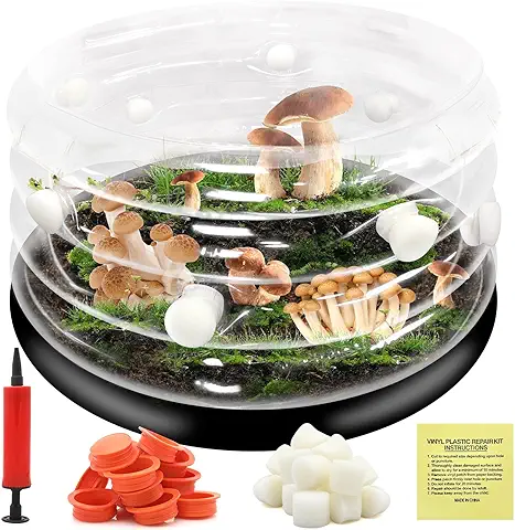 Juego de Cultivo de Setas, 48 x 28 cm, Juego de Cultivo de Setas, Setas, Enchufe y Filtro para Intercambio de aire Fresco, Interior Inflable, Juego de Cultivo de Hongos  