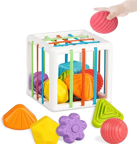 Juguetes Bebé Montessori Niños 1 2 Años, Juguetes Bebé Cubo Sensorial para La Motricidad Fina y el Aprendizaje Temprano, Regalo Juego Clasificación de Formas Niños y Niñas 1 2 3 Años, Regalo Juguetes  