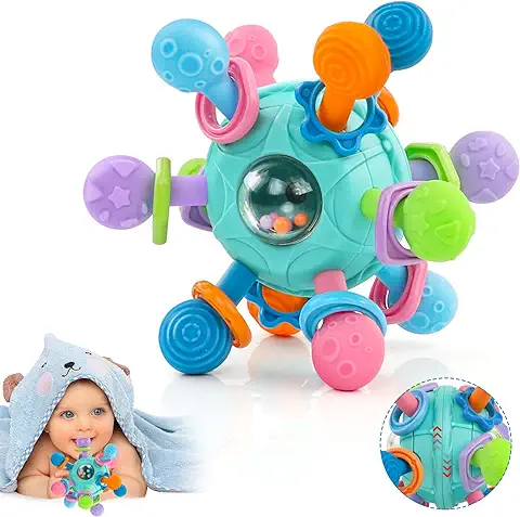 Juguetes Bebes 6-12 Meses Educativos, Sonajeros Juguetes Bebes 0-3 Meses Blanditos, Mordedor Bebe Refrigerante Montessori Juguetes Bebes 3-6 Meses Brinquedos Pelotas Sensoriales Bebe Regalo(Azul)  