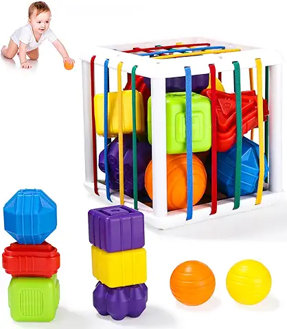 Juguetes Juguetes Montessori 1 Años,16Pcs Juegos Montessori Educativos Aprendiendo Caja de Clasificación Sensorial,Juego Clasificación de Fina Motricidad para 12 Meses,Regalos Bebé Niños Niñas  