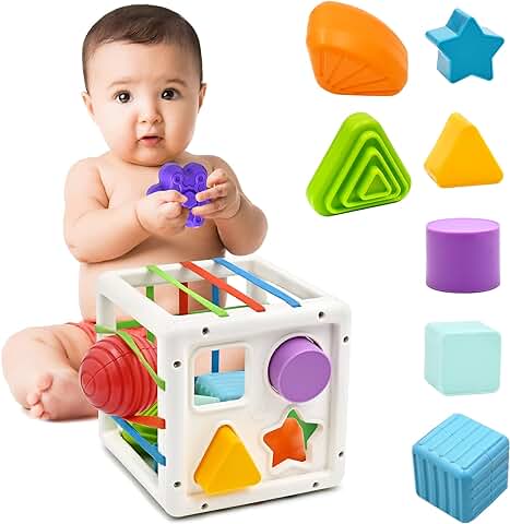 Juguetes Montessori Niños 1 2 Años, Juguetes Bebes en Forma de Cubo para La Motricidad Fina y el Aprendizaje Temprano, Regalo Sensorial para Niños y Niñas 1 2 3 Años, Regalo Juguetes  