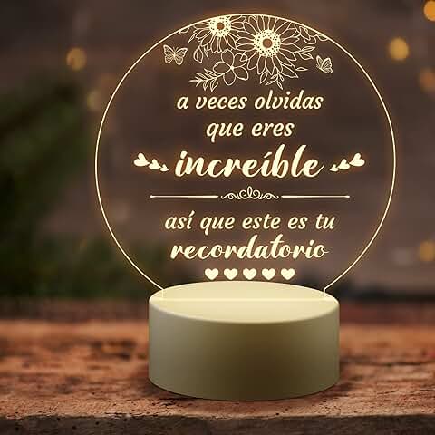 KAAYEE Regalo Originales para Mujer, Luz Nocturna Acrílica Grabada Regalo Cumpleaños Mujer, Regalo Original para Hombre Madre Amiga Hermana Profesora Compañera (Amiga-2)  