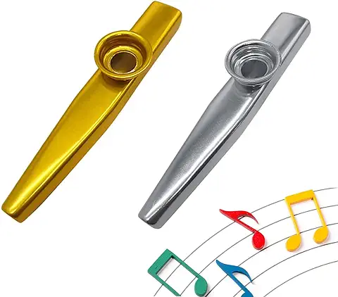 Kazoo,Kazoo Pitos de Carnaval,Pito Carnaval Cadiz Cazu Instrumento Mirlitón Niños Silbato de Trompeta Kazoo Metálico gran Regalo para los Amantes de la Música  