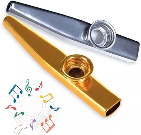 Kazoo,Kazoo Pitos de Carnaval,Pito Carnaval Cadiz Cazu Instrumento Mirlitón Niños Silbato de Trompeta Kazoo Metálico gran Regalo para los Amantes de la Música  