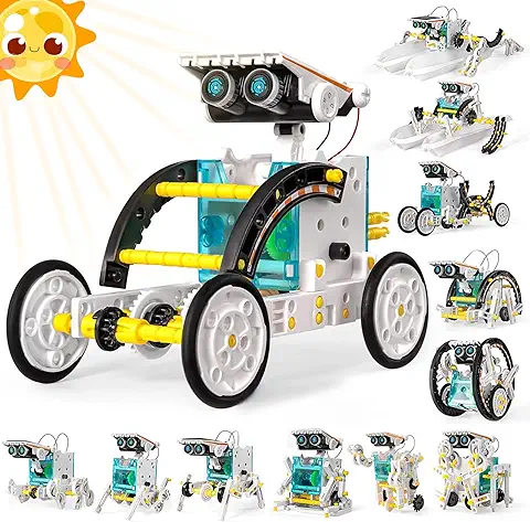 Kit de Robot Solar Stem, Juguetes 12 en 1, Juego de Experimentos de Ciencia de Construcción Educativa, Regalos para Niños, Niñas, Regalos para Niños de 8, 9, 10, 11, 12 y 13 Años (Gris) (Blanco)  