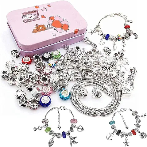 Kit para Hacer Pulseras Niñas, Regalo Original Niñas, Kit Fabricación Joyas Niñas, Juego para Niña, Kits para Hacer Bisutería, Regalo Año Nuevo Cumpleaños Navidad para Niñas de 5-17 Años(56pcs 1)  