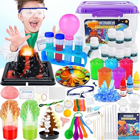 Kits de Ciencia 80+ Experimentos para Niños de 4 5 6 7 8 9 10 Años, Kit de Ciencias Juego de Química, DIY Erupcción Volcan, Haz Cristales, Regalos para Niños y Niñas Kits de Ciencia 80+ Experimentos para Niños de 4 5 6 7 8 9 10 Años, Kit de Ciencias Juego de Química, DIY Erupcción Volcan, Haz Cristales, Regalos para Niños y Niñas