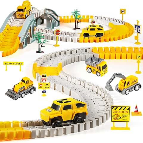 Kizplays 260 Piezas Car Racing Track 6 Excavator Toy Autopista de 3 4 5 6 Años Flexible Track Crane Games Electric Car para Niños Regalo Kizplays 260 Piezas Car Racing Track 6 Excavator Toy Autopista de 3 4 5 6 Años Flexible Track Crane Games Electric Car para Niños Regalo