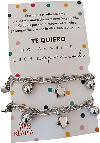 KLAPIA Pulseras para Mujer/Regalos Amigas Especiales, Hermanas/Regalos Originales/Regalo Personalizado: Amistad Best Friends BFF Adolescente Cumpleaños Graduación/Ajustable/Pack 2 ud  