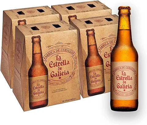 La Estrella de Galicia - Cerveza Lager Premium, Pack de 24 Botellines de 33 cl, Sabor Dulce y Amargo, Muy Equilibrada, 4,7% Volumen de Alcohol  