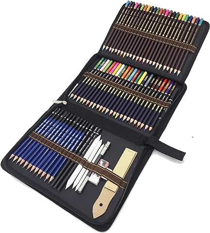 Lapices de Dibujo Profesionales, 72 Piezas Set Lápices de Colores y Lápices de Madera, Carbón Grafito Sticks, Herramientas de Dibujo - Ideal para Artistas, Adultos y Niños  