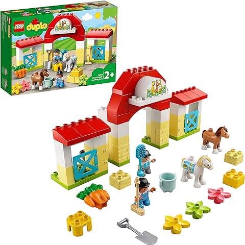 LEGO 10951 Duplo Establo con Ponis, Granja Juguete, Figuras de Animales para Niños y Niñas de 2, 3 y 4 Años o Más, Set con Flores, Regalo Educativo LEGO 10951 Duplo Establo con Ponis, Granja Juguete, Figuras de Animales para Niños y Niñas de 2, 3 y 4 Años o Más, Set con Flores, Regalo Educativo