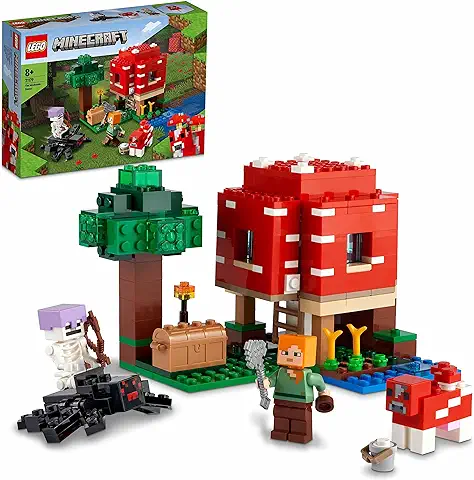 LEGO 21179 Minecraft La Casa-Champiñón, Juguete para Niños, Idea de Regalo con Figuras de Alex, Champiñaca y Jinete Arácnido  