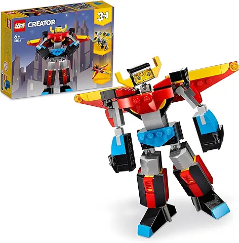 LEGO 31124 Creator 3en1 Robot Invencible, Dragón o Avión de Juguete, Juego de Construcción Creativo para Niños de 7 Años o Más, Idea de Regalo  