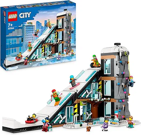 LEGO 60366 City Centro de Ski y Escalada, Set de Edificio Modular de 3 Alturas con Pista, Tienda de Deportes de Invierno, Tele-Ski y Minifiguras, Juguetes de Regalo para Niños y Niñas de 7 Años o Más  