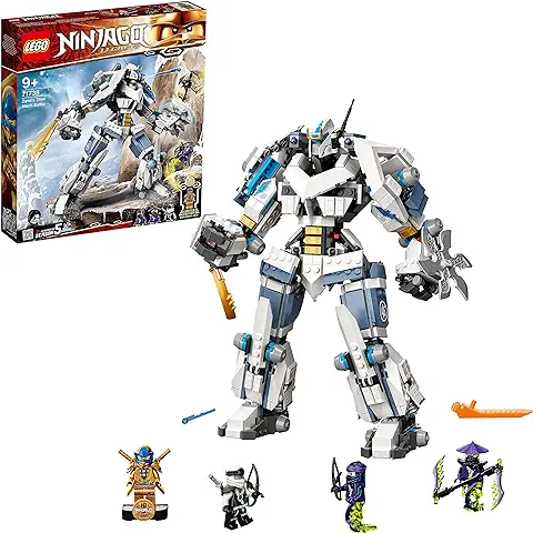 LEGO 71738 Ninjago Combate en el Titán Robot de Zane, Figura de Acción Ninja Robot de Juguete con Minifiguras Jay Dorado y Zane y Guerreros Fantasma, Regalos para Niños y Niñas de 9 Años o Más  