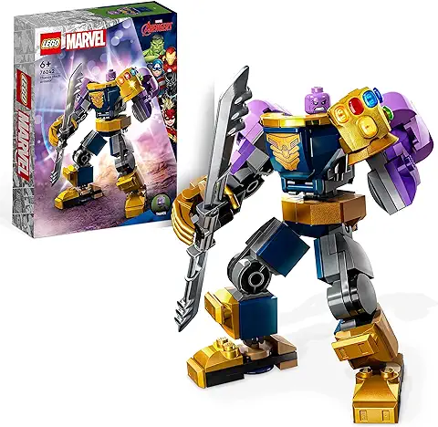 LEGO 76242 Marvel Armadura Robótica de Thanos, Figura de Acción, Juguete Avengers de Construcción, Guantelete del Infinito, Regalos de Superhéroes  