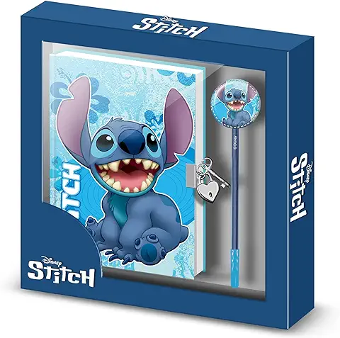 Lilo y Stitch Aloha-Caja Regalo con Diario con Cadena y Bolígrafo Fashion, Multicolor  