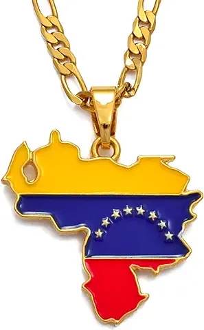 LIUZIXI Collar con Colgante De Mapa De Venezuela, Encanto De Moda, Colgante De Bandera Nacional De Mapas De Países De Venezuela, para Mujeres, Hombres, Hip Hop, Joyería Étnica, Regalo De Aniversa  