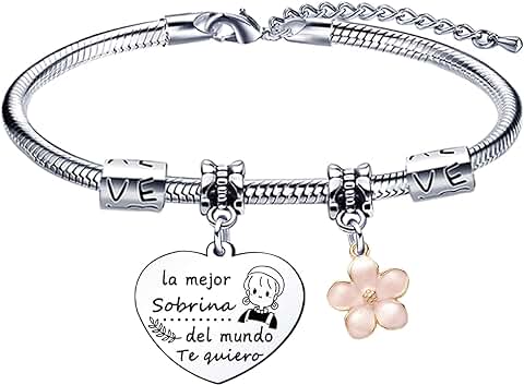 LKJHGF Regalo de Sobrina Pulsera de la Sobrina Pulsera Para Mujer Pulseras Con Colgante Grabado Para Regalos De Cumpleaños Regalo Navidad de la Sobrina  