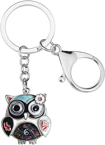 Llavero de Aleación Esmaltada con Diseño de Búho de flor de Anime, Llavero de Pájaro, Joyería de moda para Mujeres y Niñas, Regalo  