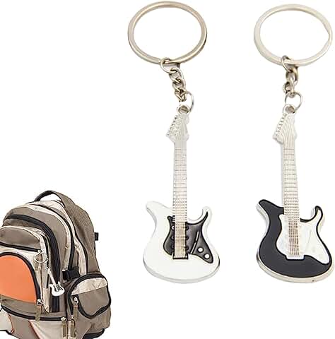 Llavero de Guitarra, Llaveros de Metal, Llavero de Guitarra Eléctrica, Llaveros Guitarra de Rock, Icono Guitarra Eléctrica, Llavero, Guitarra Eléctrica, Colgante para Decoración de Regalo, 2 Piezas  