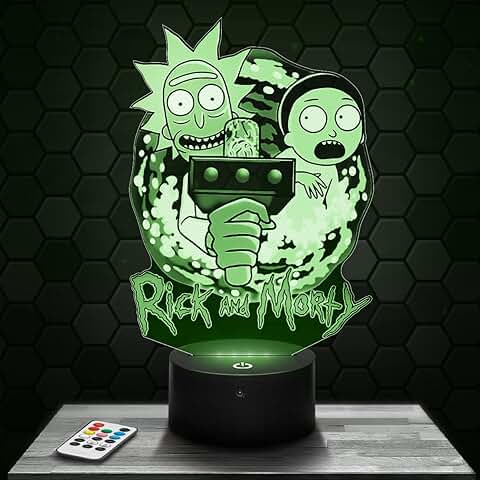 Lámpara de mesa Rick y Morty, Decoración de la Serie. Idea de Regalo para Hombre o Mujer, Objeto Rick y Morty, Lámpara de Noche para Adultos, Decoración de Cuarto.Regalo Navidad TOP  