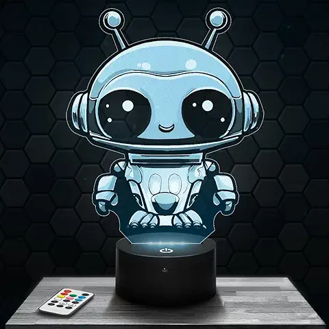 Lámpara de Noche Robot Decoración Cuarto Infantil.Regalo Navidad para Niños de 4, 5, 6, 7, 8, 9, 10 Años. Lámpara de Noche Robot Inteligencia Artificial  