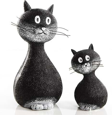 Logbuch-Verlag 2 Figuras de gato de pie, Color Blanco y Negro, 15 cm + 9 cm, Decoración de Gatos como Regalo para los Amantes de los Gatos Logbuch-Verlag 2 Figuras de gato de pie, Color Blanco y Negro, 15 cm + 9 cm, Decoración de Gatos como Regalo para los Amantes de los Gatos