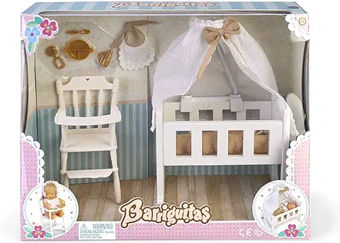 Los Barriguitas- Set de Cuna, Sillita Trona y Accesorios para Bebé (Famosa 700015557)  