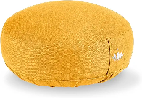 Lotuscrafts Cojin Meditacion Yoga Lotus - Altura 10 cm - Relleno de Espelta - Cubierta en Algodon Lavable- Zafu Meditación - Cojin Suelo Redondo - Cojin Yoga - Meditation Cushion - Certificado Gots  