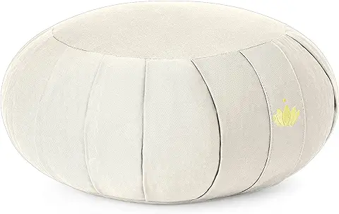 Lotuscrafts Cojin Zafu Meditación Yoga Zen - Altura 15 cm - Relleno de Espelta - Cubierta en Algodon Lavable- Cojin Yoga Zafu - Cojin Suelo Redondo - Meditation Cushion - Certificado Gots  